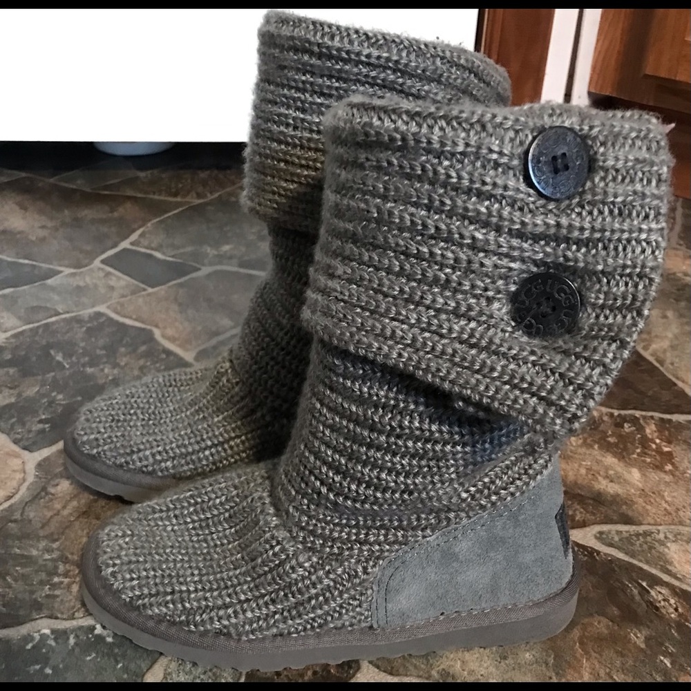 Ugg Cardy Sweater Boots Size 7 Gray